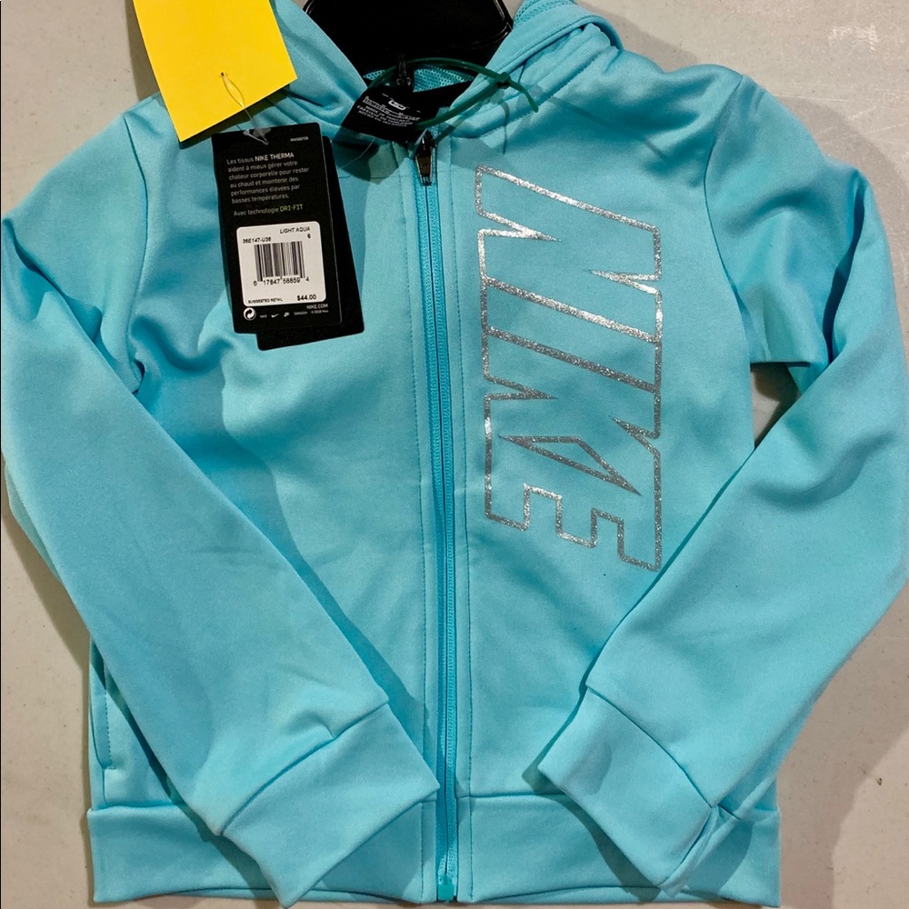 Nike light aqua zip up Dri-fit hoodie
